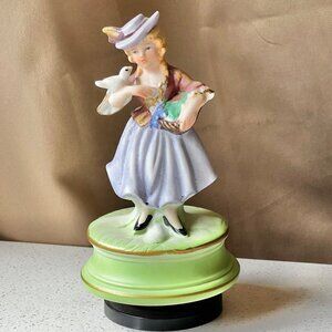 Vintage I W Rice Co. Porcelain Figurine With Musical Base - Plays "Those Were Th